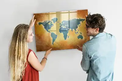 Schreib-Magnettafel mit Motiv Alte Weltkarte