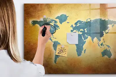Schreib-Magnettafel mit Motiv Alte Weltkarte
