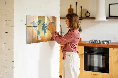 Schreib-Magnettafel mit Motiv Alte Weltkarte