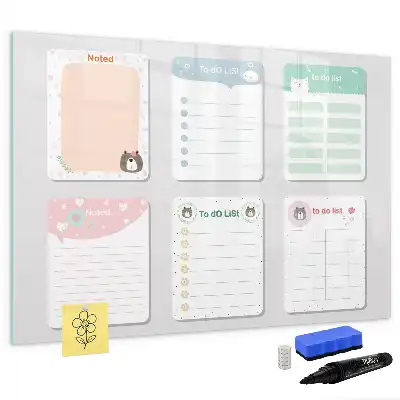 Beschreibbare Magnettafel mit bunten Notizen