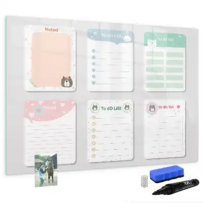 Beschreibbare Magnettafel mit bunten Notizen
