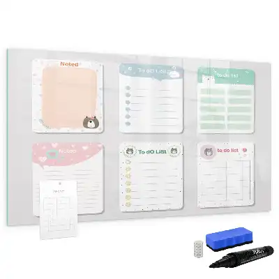 Beschreibbare Magnettafel mit bunten Notizen