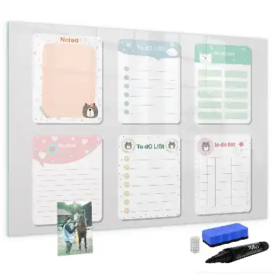 Beschreibbare Magnettafel mit bunten Notizen