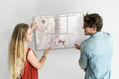 Beschreibbare Magnettafel mit Pfingstrosen-Motiv