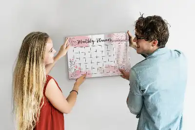 Schreib-Magnettafel in Rosafarben als Monatsplaner