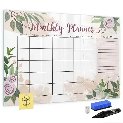 Beschreibbare Magnettafel mit Rosen-Motiv
