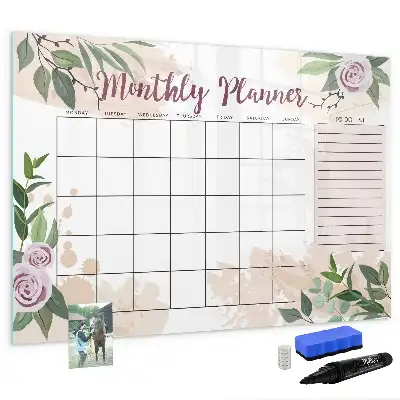 Beschreibbare Magnettafel mit Rosen-Motiv