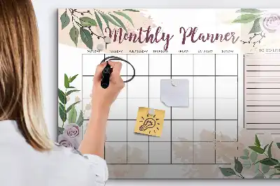 Beschreibbare Magnettafel mit Rosen-Motiv