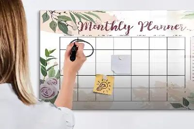 Beschreibbare Magnettafel mit Rosen-Motiv