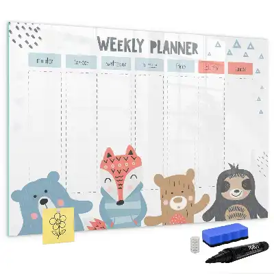 Schreib-Magnettafel mit Wochenstundenplan-Design