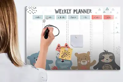 Schreib-Magnettafel mit Wochenstundenplan-Design