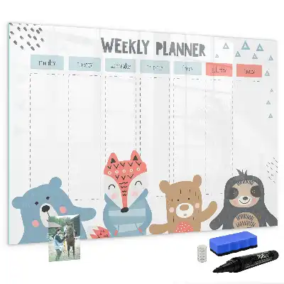 Schreib-Magnettafel mit Wochenstundenplan-Design