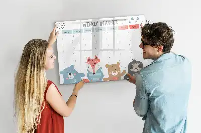 Schreib-Magnettafel mit Wochenstundenplan-Design
