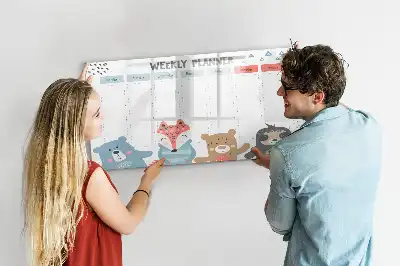 Schreib-Magnettafel mit Wochenstundenplan-Design