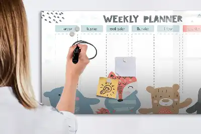 Schreib-Magnettafel mit Wochenstundenplan-Design