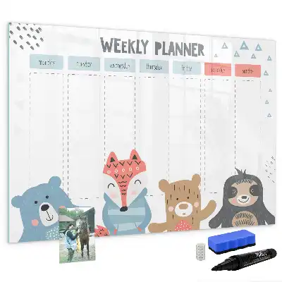 Schreib-Magnettafel mit Wochenstundenplan-Design