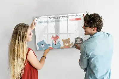 Schreib-Magnettafel mit Wochenstundenplan-Design