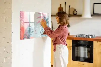 Schreib-Magnettafel im Design Pastellblätter