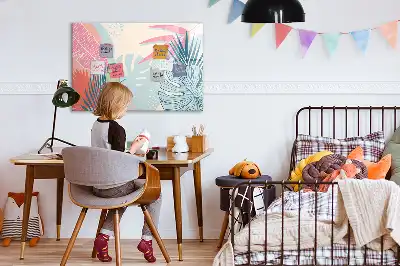 Schreib-Magnettafel im Design Pastellblätter