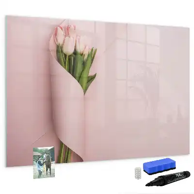 Schreib-Magnettafel mit Blumenstrauß-Motiv