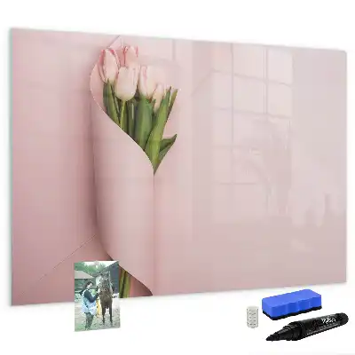 Schreib-Magnettafel mit Blumenstrauß-Motiv