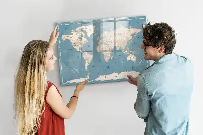 Schreib-Magnettafel mit Vintage-Weltkarte