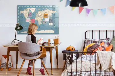 Schreib-Magnettafel mit Vintage-Weltkarte