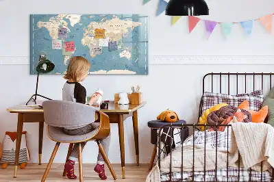 Schreib-Magnettafel mit Vintage-Weltkarte