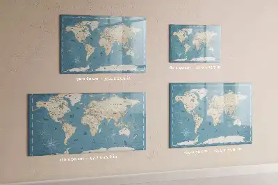 Schreib-Magnettafel mit Vintage-Weltkarte