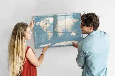 Schreib-Magnettafel mit Vintage-Weltkarte