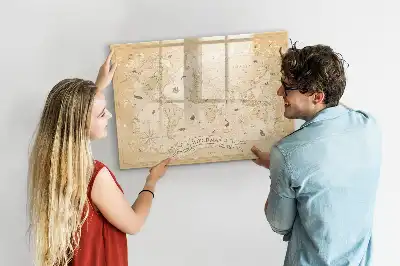 Beschreibbare Magnettafel im Design einer Vintage-Weltkarte