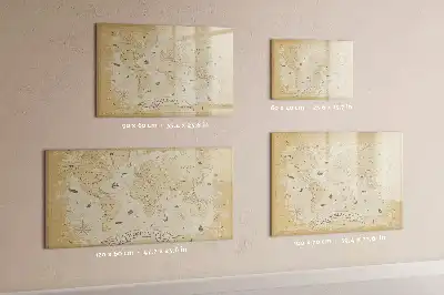 Beschreibbare Magnettafel im Design einer Vintage-Weltkarte