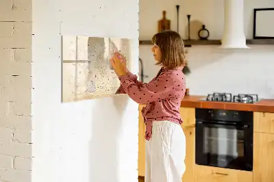 Beschreibbare Magnettafel im Design einer Vintage-Weltkarte