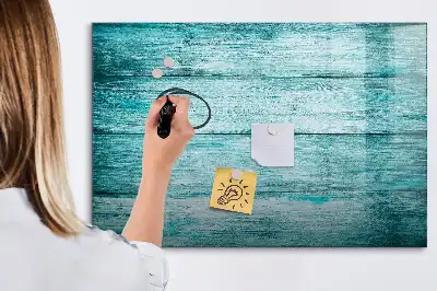Beschreibbare Magnettafel in altem blauem Holz