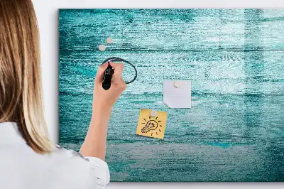 Beschreibbare Magnettafel in altem blauem Holz