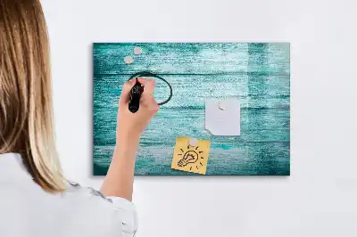 Beschreibbare Magnettafel in altem blauem Holz