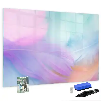 Schreib-Magnettafel mit Motiv Bunte Federn