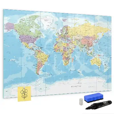 Politische Weltkarte als magnetische Schreibtafel