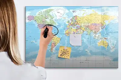Politische Weltkarte als magnetische Schreibtafel
