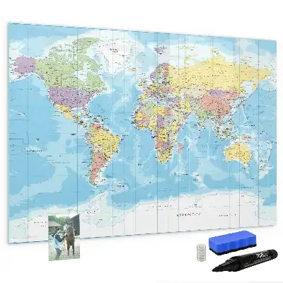 Politische Weltkarte als magnetische Schreibtafel