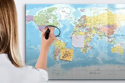 Politische Weltkarte als magnetische Schreibtafel
