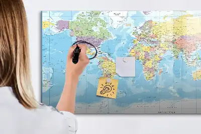 Politische Weltkarte als magnetische Schreibtafel