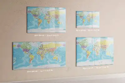 Politische Weltkarte als magnetische Schreibtafel