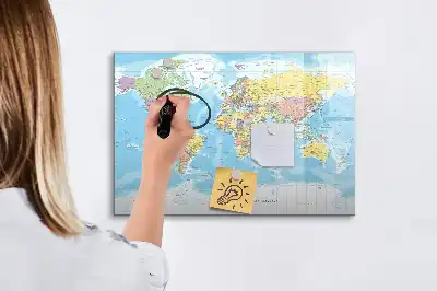 Politische Weltkarte als magnetische Schreibtafel