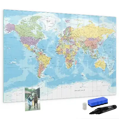 Politische Weltkarte als magnetische Schreibtafel