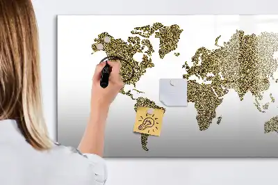 Schreib-Magnettafel in Form einer Weltkarte