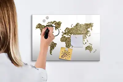 Schreib-Magnettafel in Form einer Weltkarte
