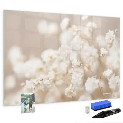 Schreib-Magnettafel mit Motiv kleine weiße Blumen