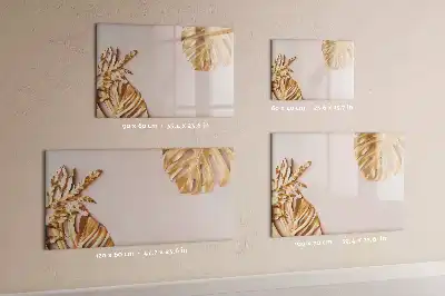 Beschreibbare Magnettafel mit Motiv Goldene Tropenblätter