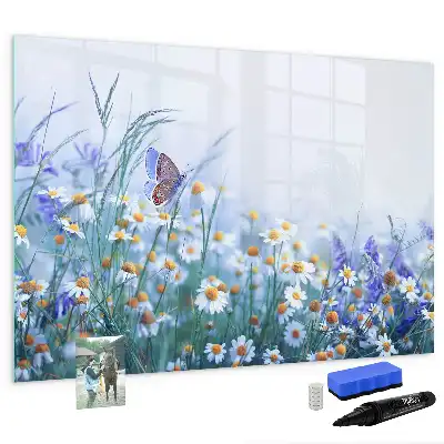 Magnettafel beschreibbar mit Motiv Schmetterling auf der Wiese